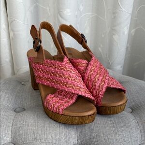 Eric Michael - Martie Woven Sandals with Wood Wedge Heel (Size EU 38/US 7.5-8)